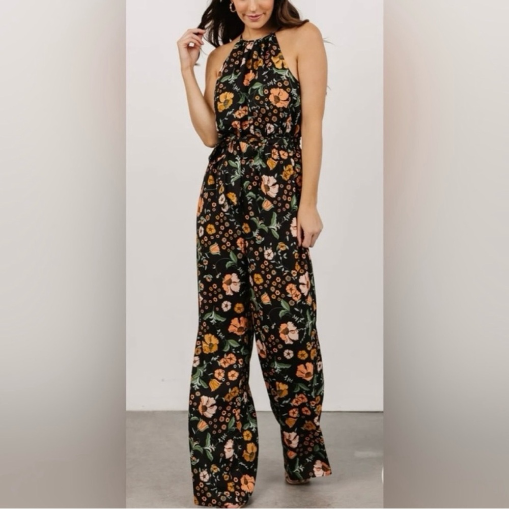 Baltic Born Mallory Floral Halter Jumpsuit - Black